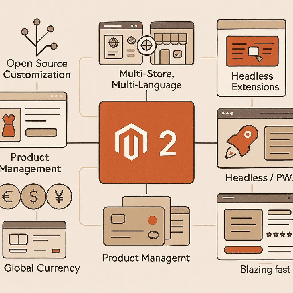 Magento 2 dashboard for managing an eCommerce store